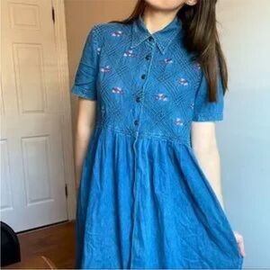 Vintage Karin Stevens Blue denim Dress size M/L